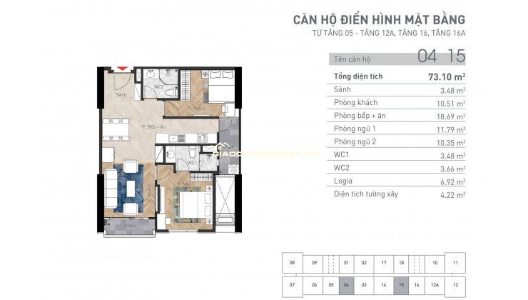 CHÍNH CHỦ CẮT LỖ CĂN 2PN 73M2 - VIHA LECIVA 107 NGUYỄN TUÂN